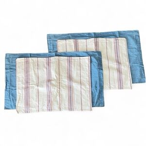 90s SET OF 4 Ralph Lauren - Denim (2)+Striped (2) Pillow Sham Covers Vintage